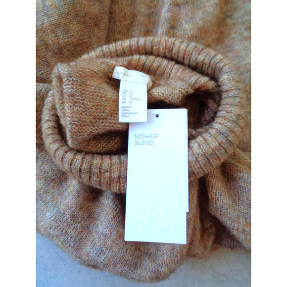 H&M Beige Wool Mohair blend Mélange Oversized Turtleneck Sweater. M NWT - Picture 4 of 6